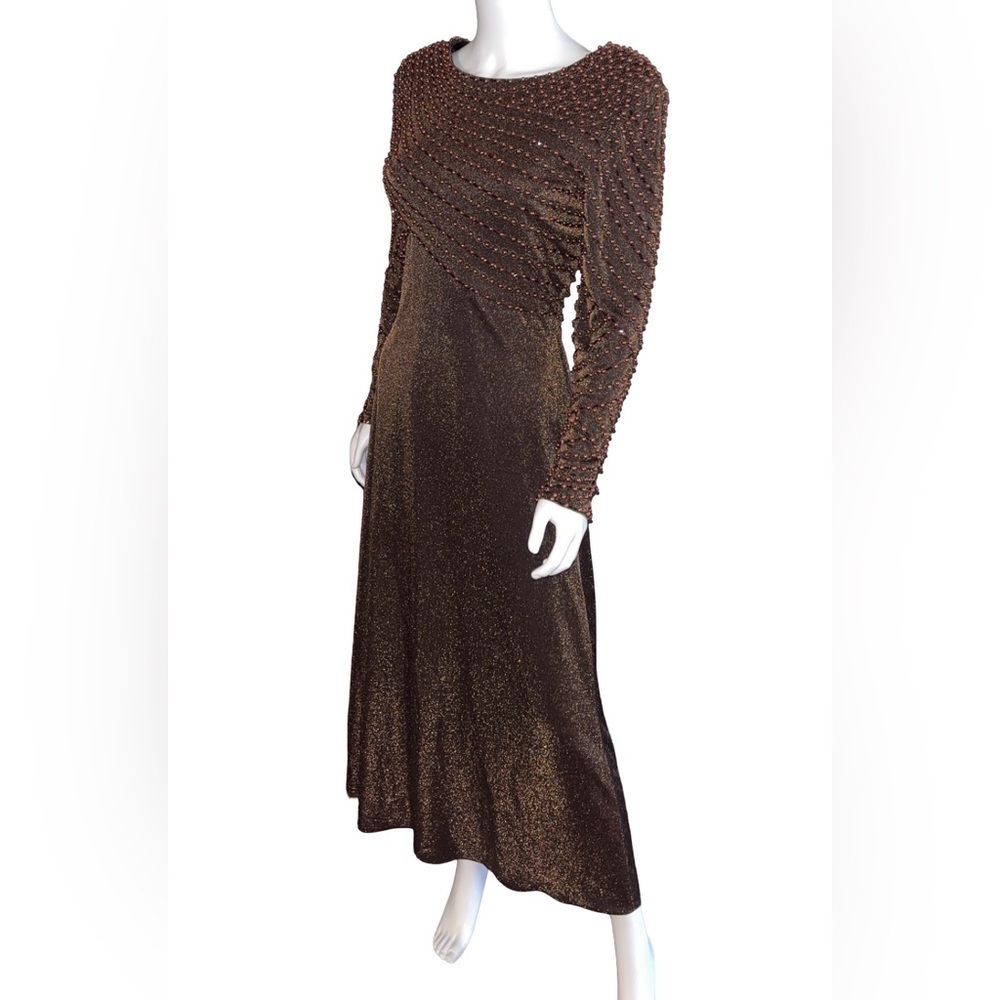 Vintage Vie Victoria Royal of Hong Kong 1960s Brown Dress Size 6 P2P‎ 19"